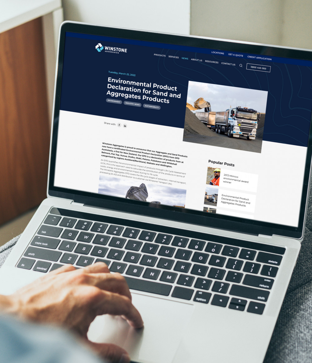 website development winstone aggregates